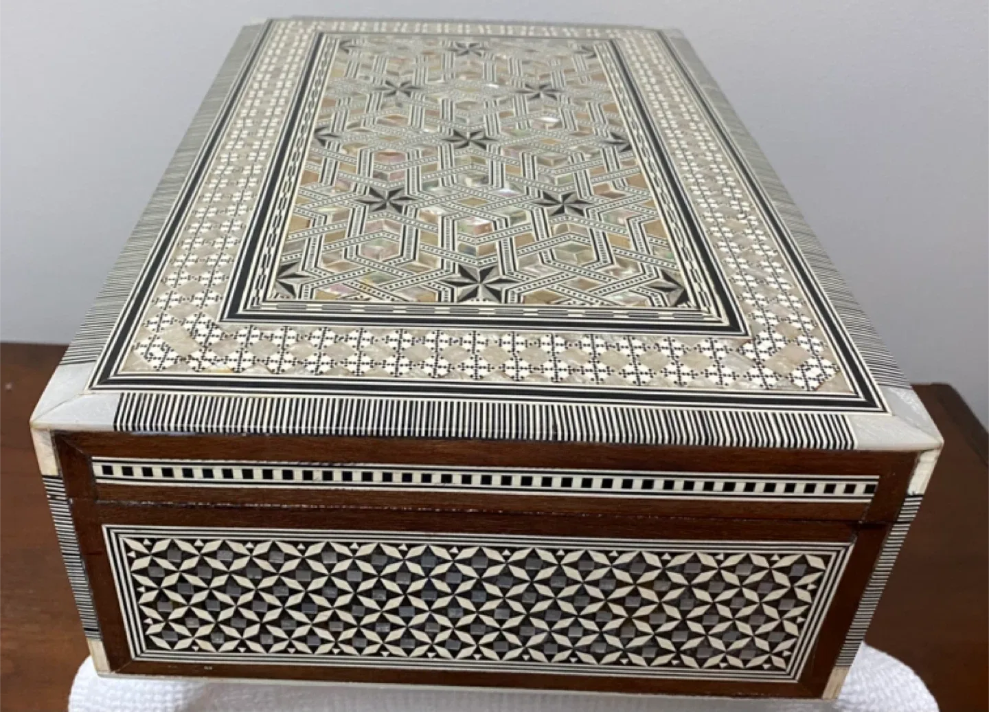 Wooden Jewellery Box with Red Velvet Interior thumbnail