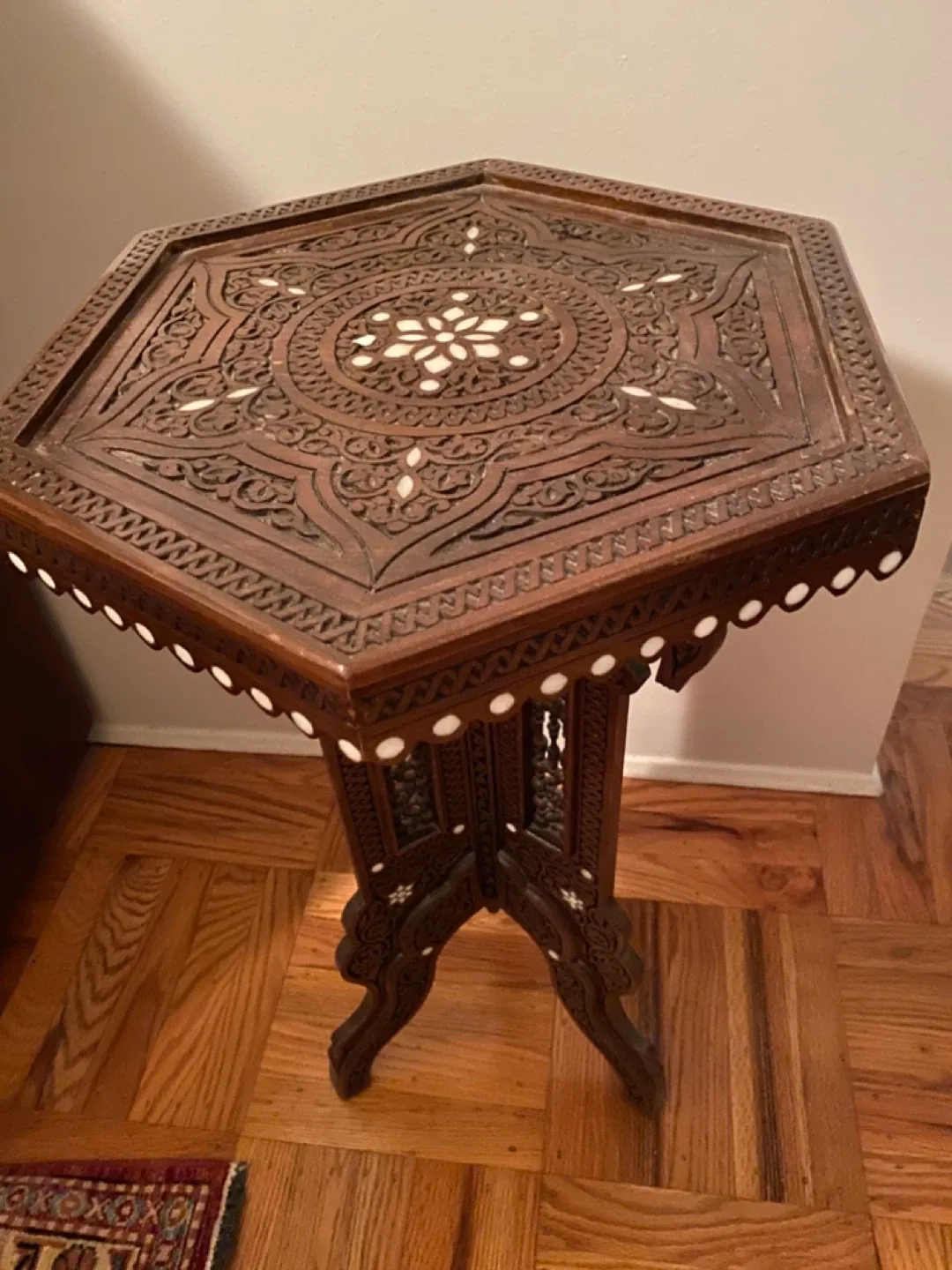 Wooden Hexagon Side Table thumbnail