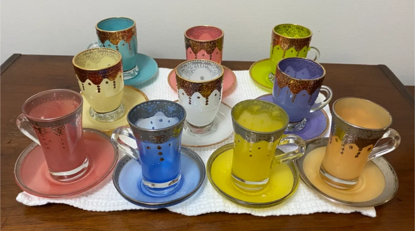 Vintage Syrian Coffee Cup Set (10 Cups & Saucers) image indicator(2)