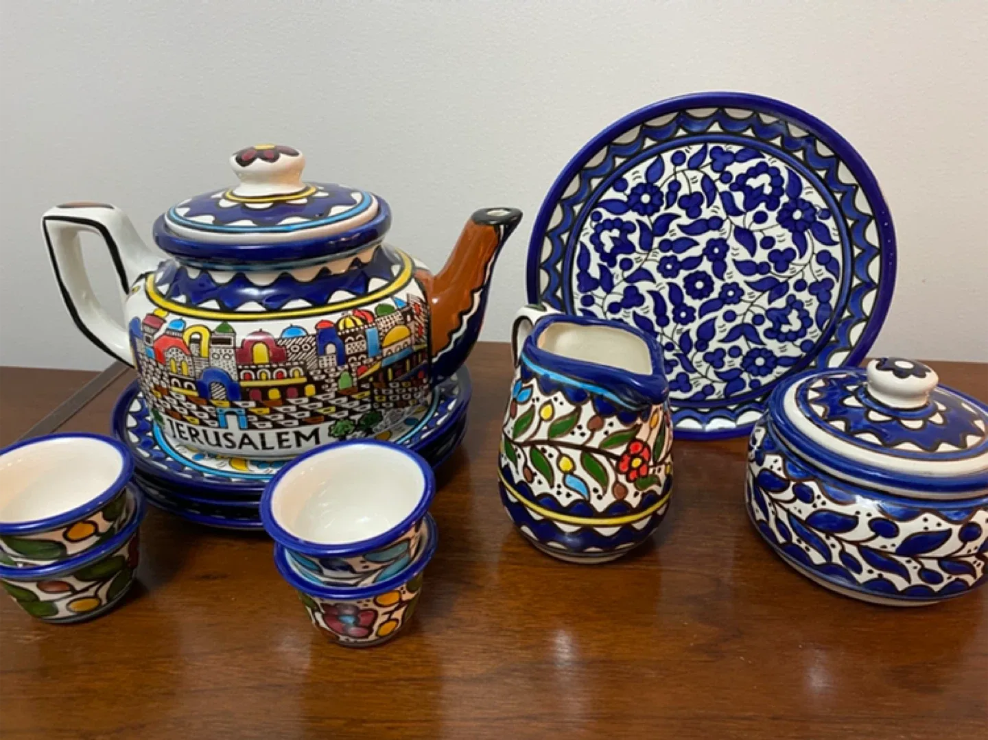 Hand-Painted Jerusalem Ceramic Tea Set thumbnail