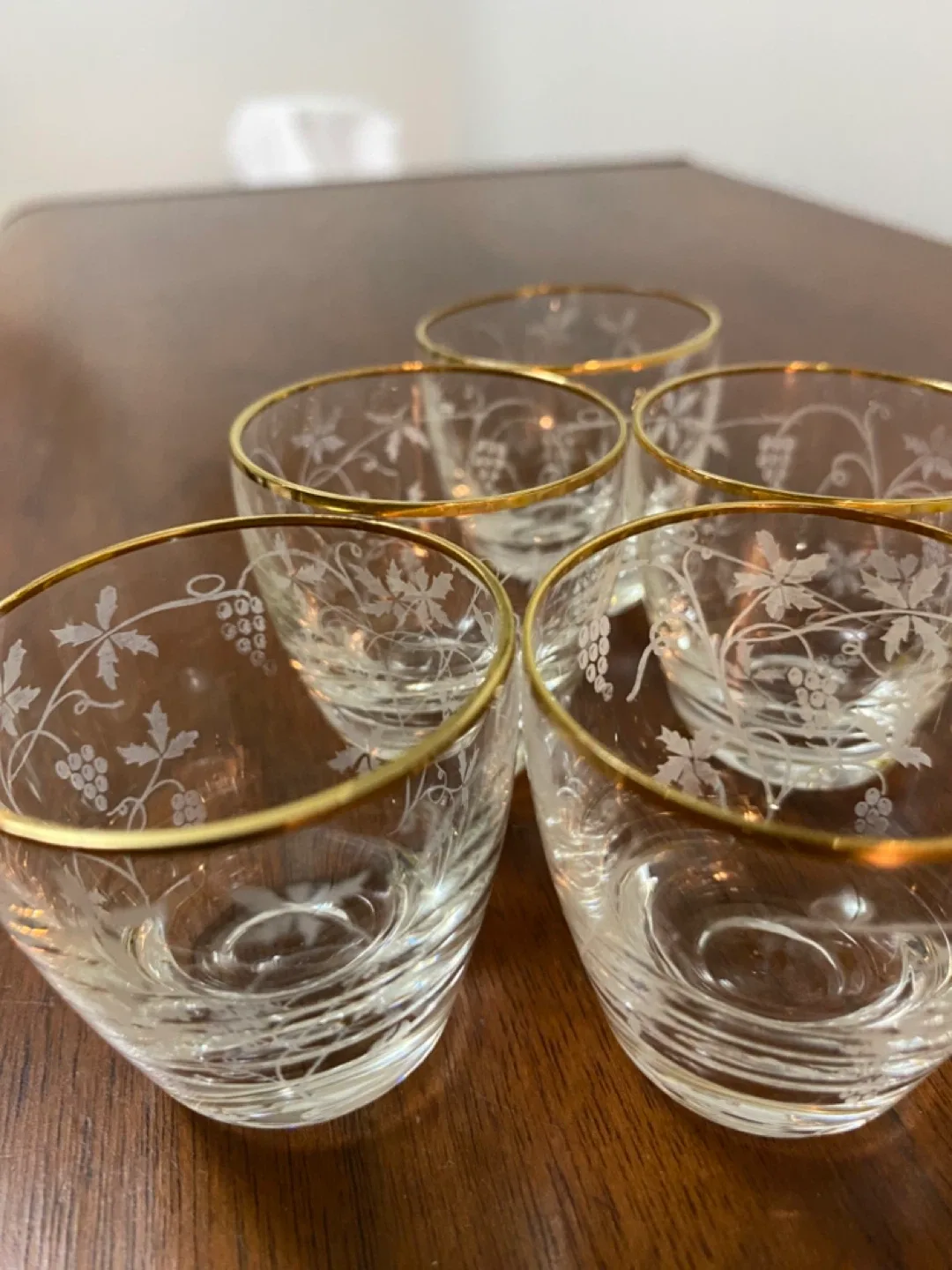 Vintage Gold Rimmed Etched Glasses thumbnail