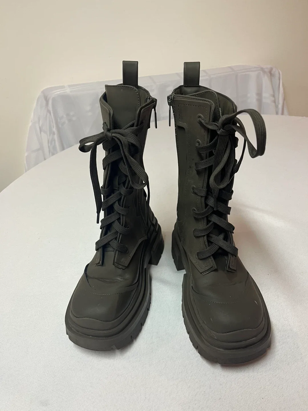 Ladies Size 5.5 Brown Combat Boots - Chunky Soles image indicator(2)