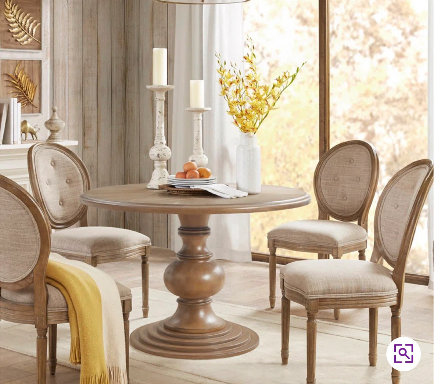 Lexi Wood Pedestal Dining Table, 46 in