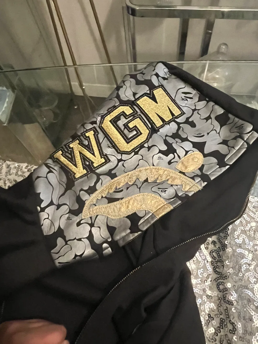 Bathing Ape (BAPE) Black and gold Zip-Up Hoodie broken zipper image indicator(6)