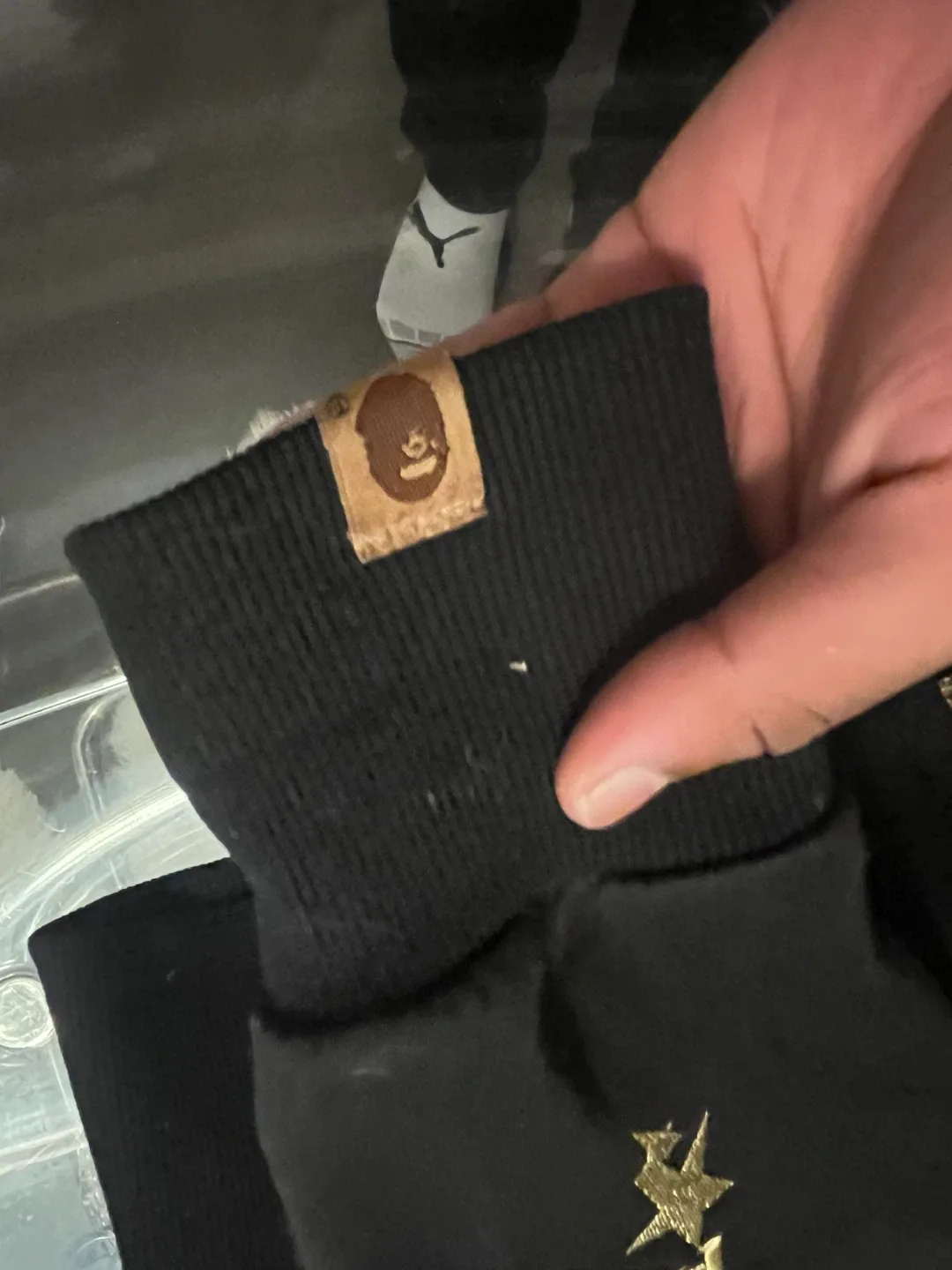 Bathing Ape (BAPE) Black and gold Zip-Up Hoodie broken zipper image indicator(9)