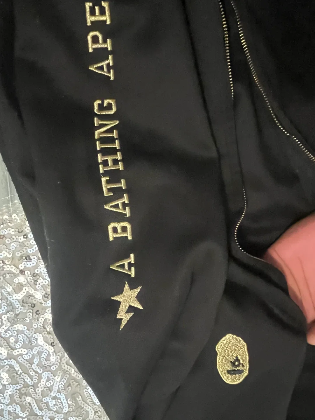 Bathing Ape (BAPE) Black and gold Zip-Up Hoodie broken zipper image indicator(10)