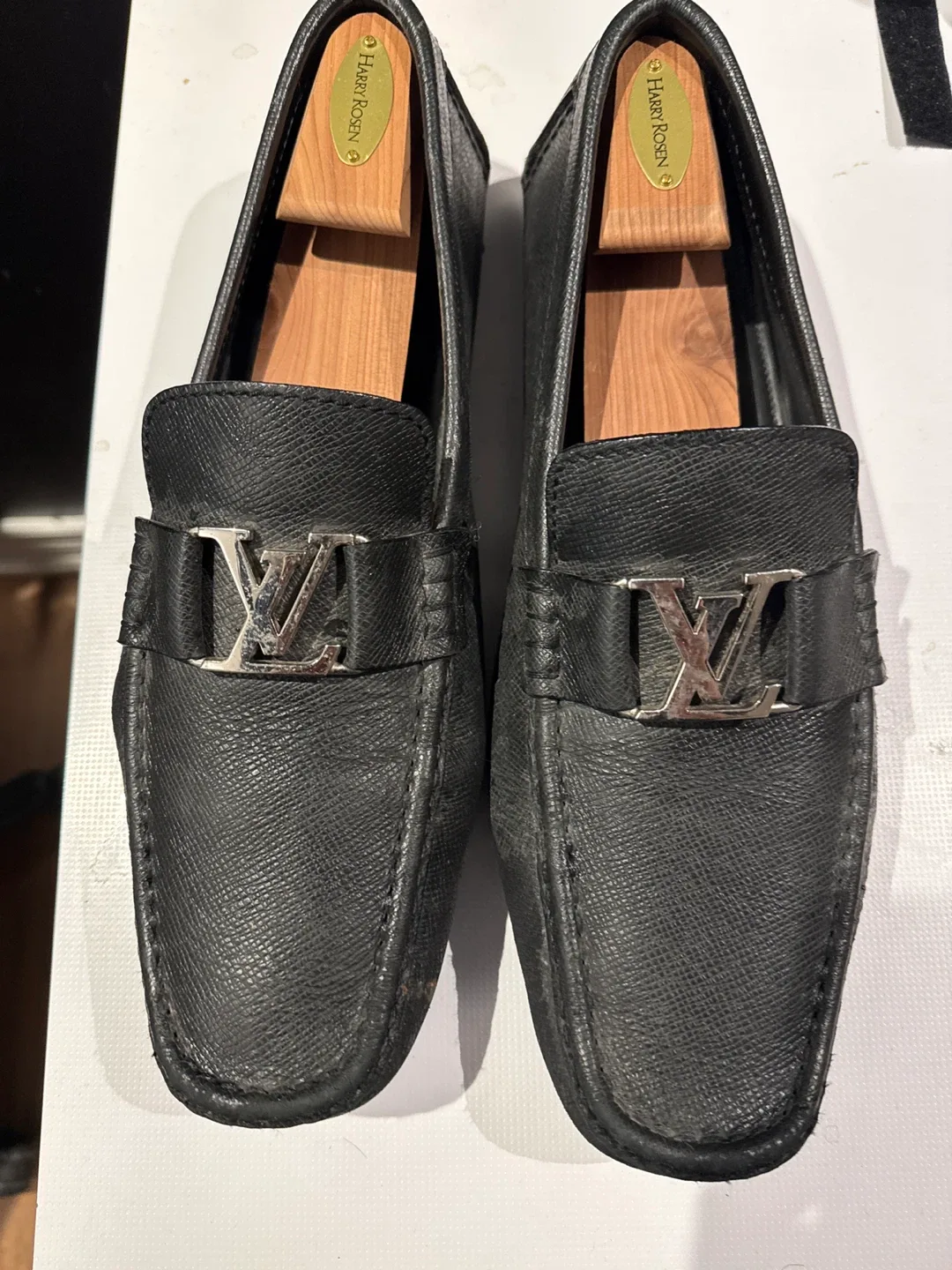 Louis Vuitton Black Leather Loafers, with Box thumbnail