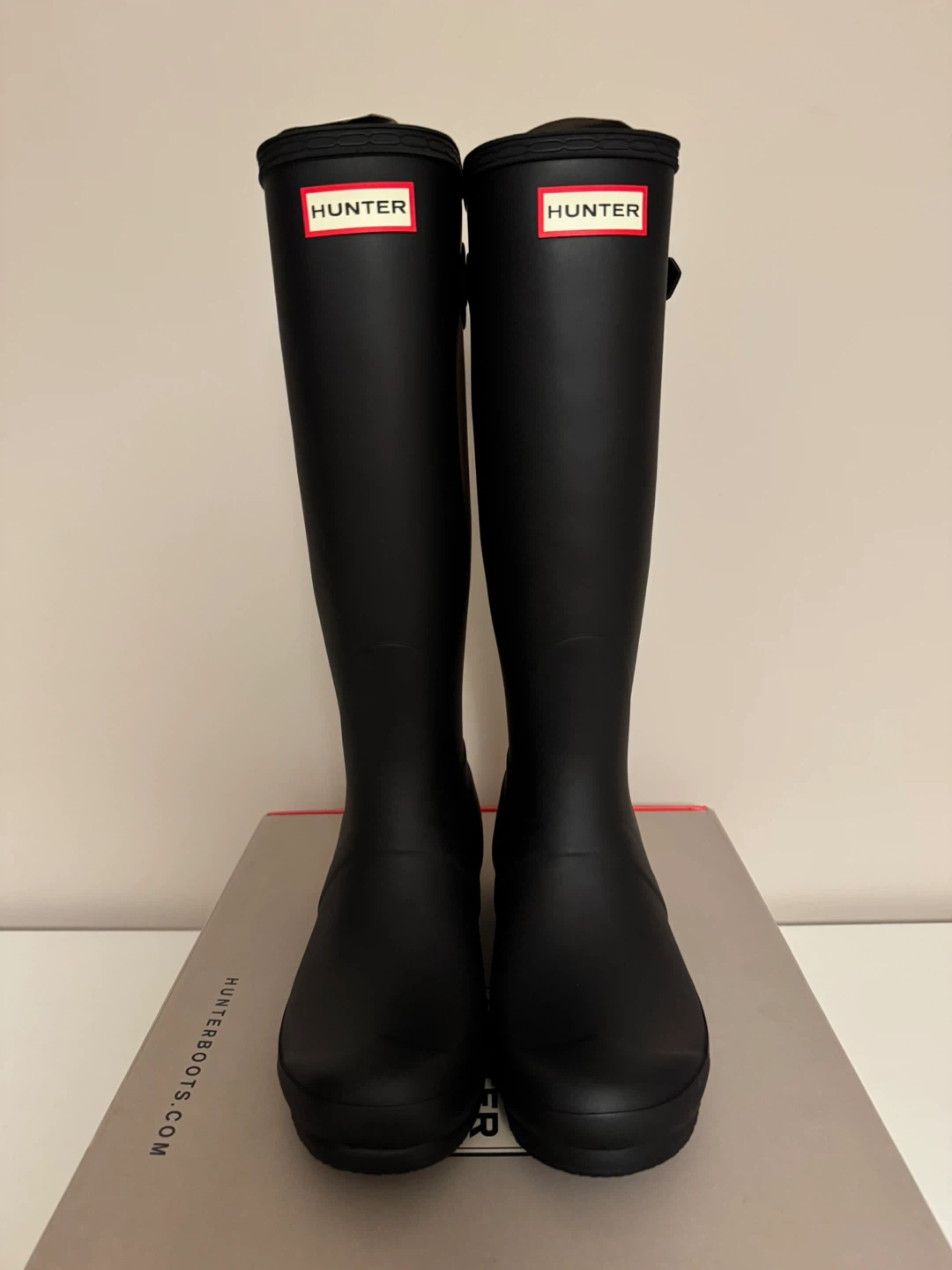Hunter Black Original Tall Adjustable Boot, Size 7