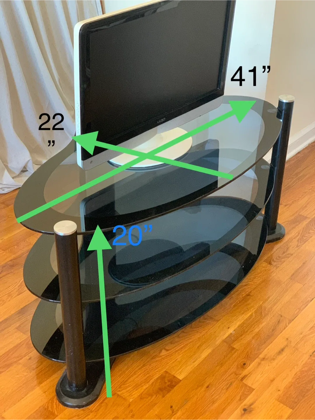 Black Glass TV Stand - 41" x 22" image indicator(3)