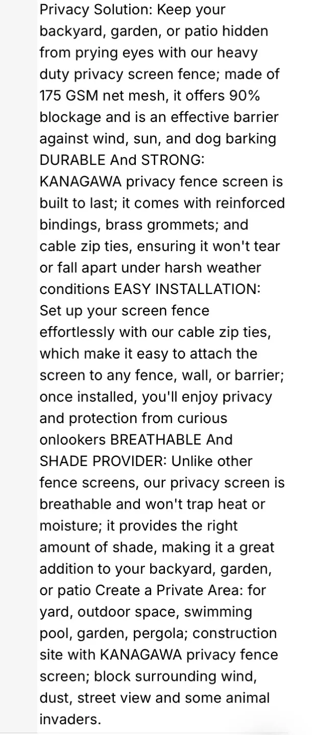 KANAGAWA 3ft x 16ft Privacy Screen image indicator(4)