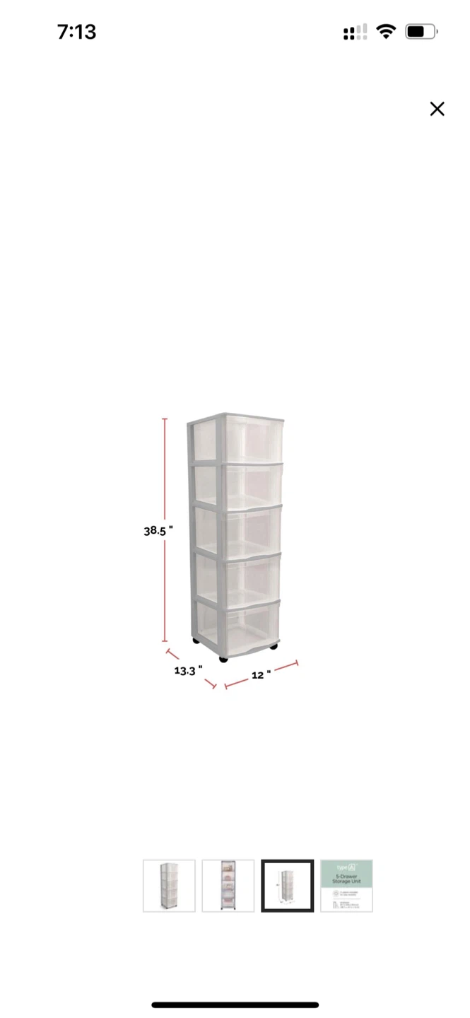 5-Drawer Storage Tower - Clear - photo 2