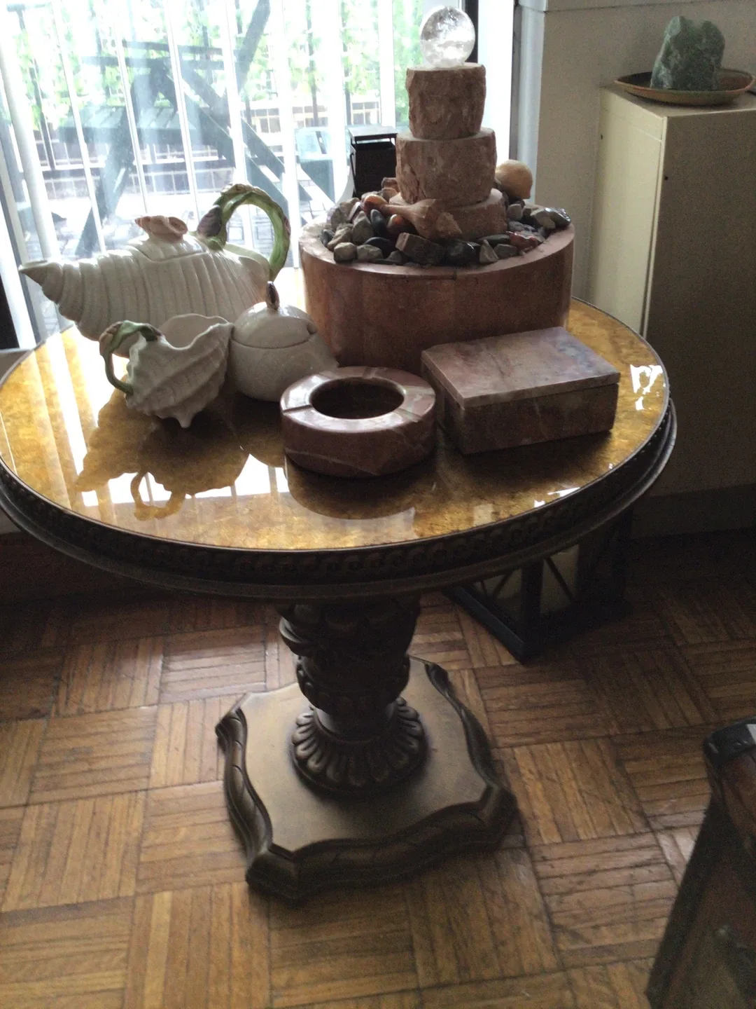 Art Deco Carved Wooden & Glass Coffee Table image indicator(6)