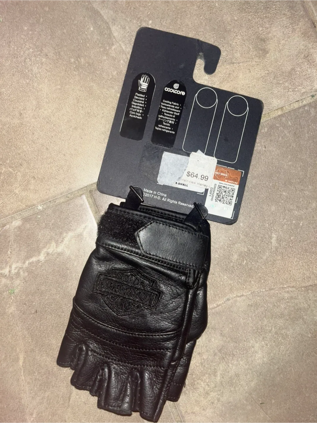 Harley-Davidson Black Leather Fingerless Gloves - XS image indicator(2)