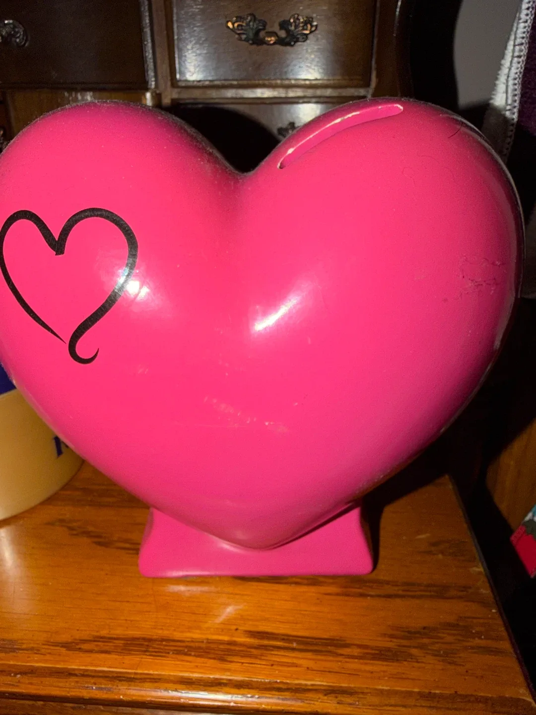 Pink Heart-Shaped Coin Bank