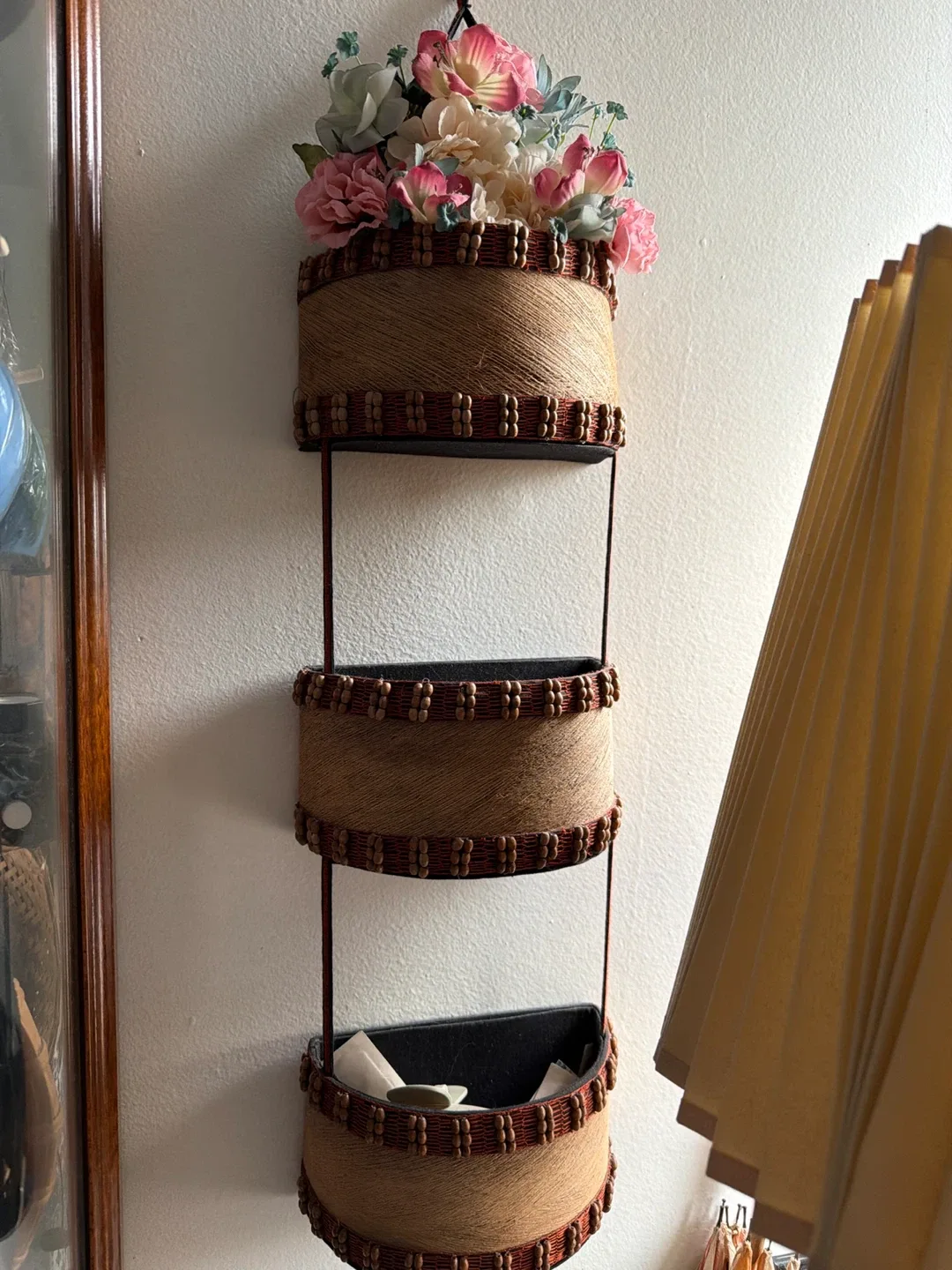 Hanging Wall Basket with Flower Decor image indicator(2)