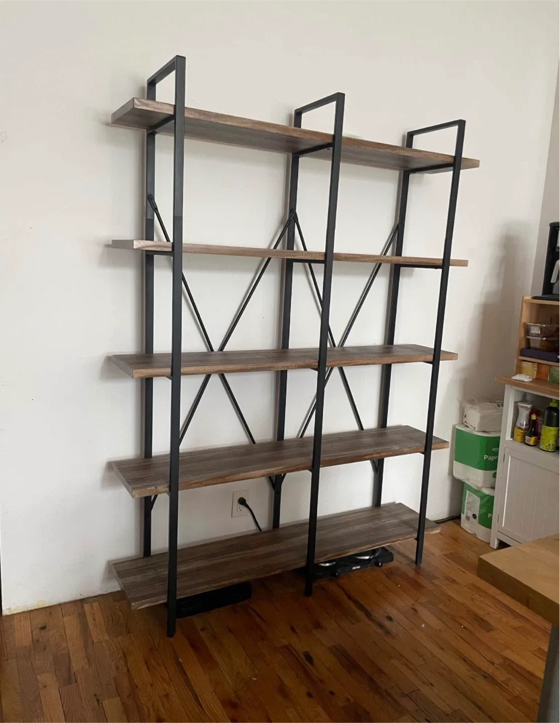 Industrial Style Bookshelf - Wood & Metal