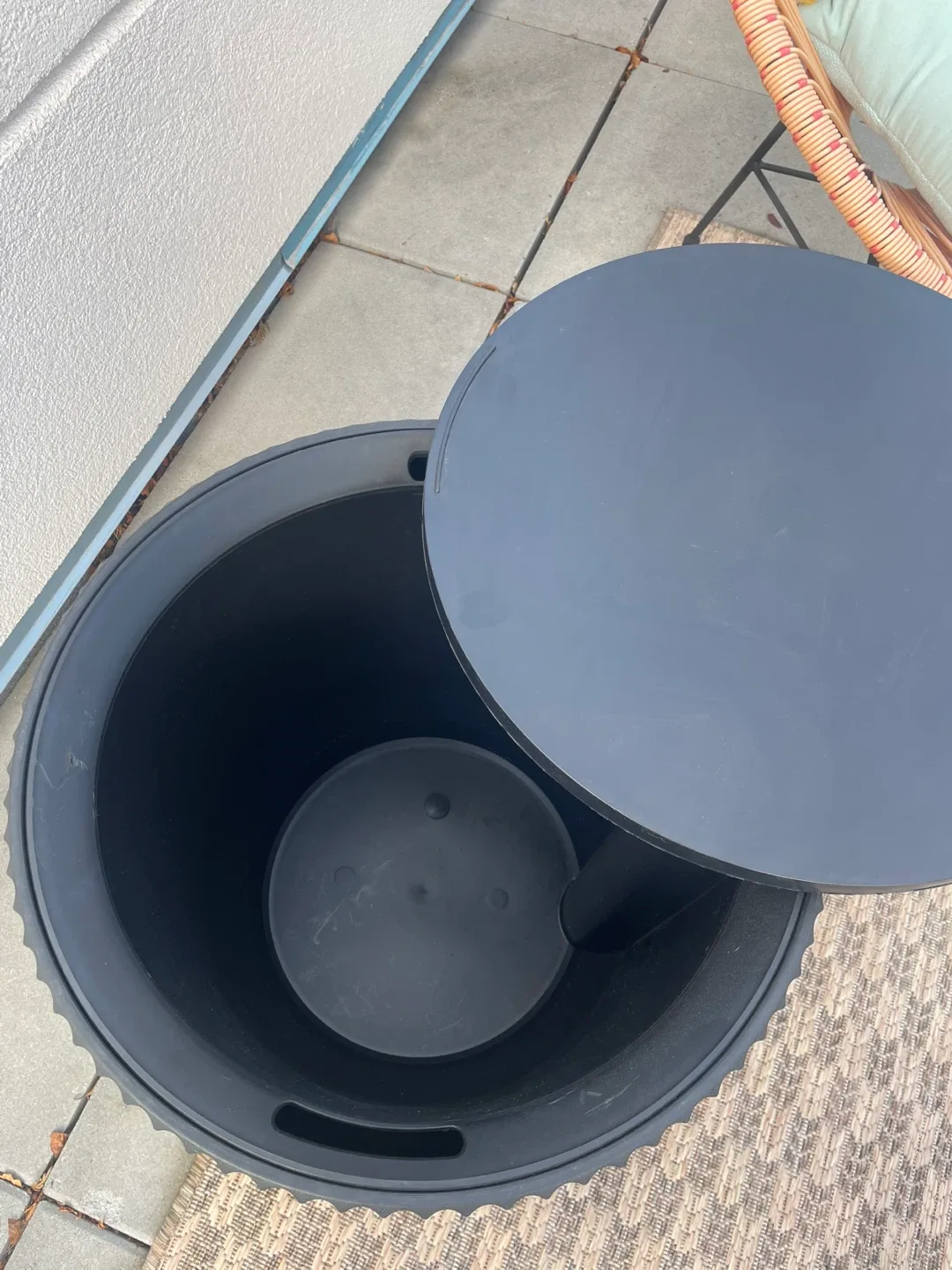 Black Outdoor Side Table with Storage image indicator(3)