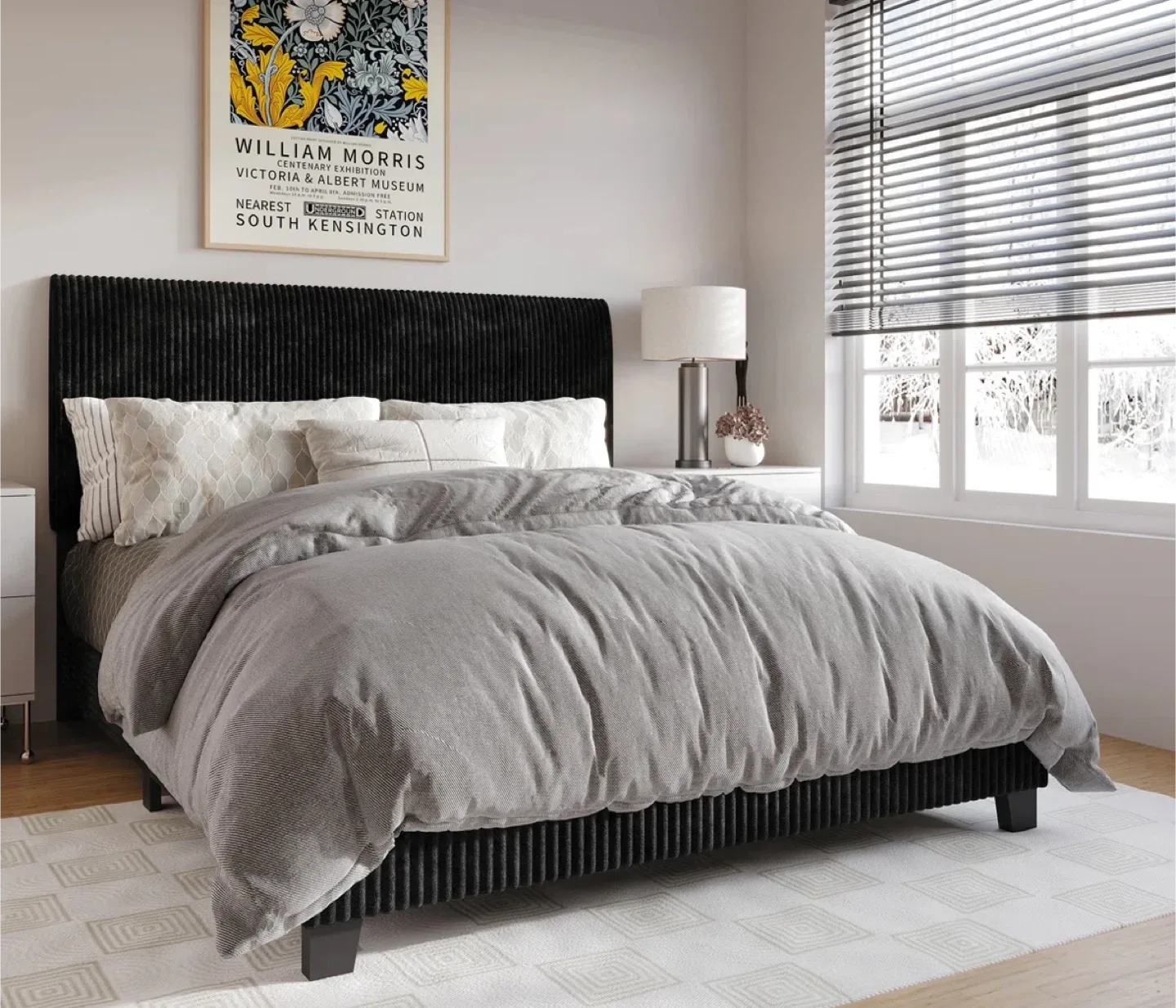 King Size Black Bed Frame/ Headboard - AS IS image indicator(9)