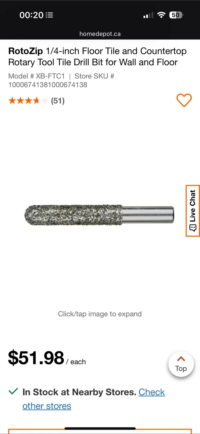 *New* RotoZip $58+ 1/4-inch Floor Tile Drill Bit, XB-FTC1 image indicator(2)