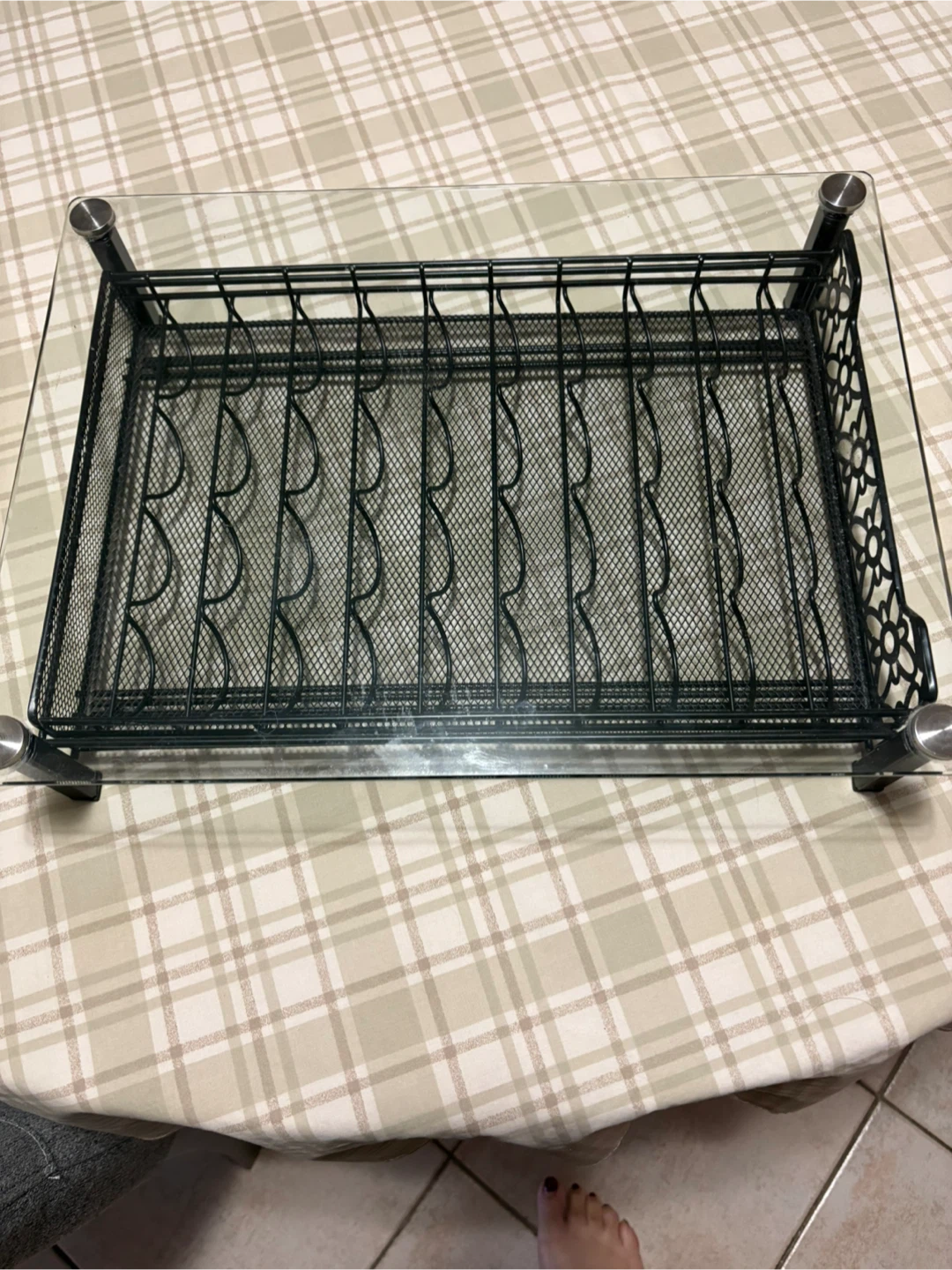 Black Metal & Glass Coffee Table