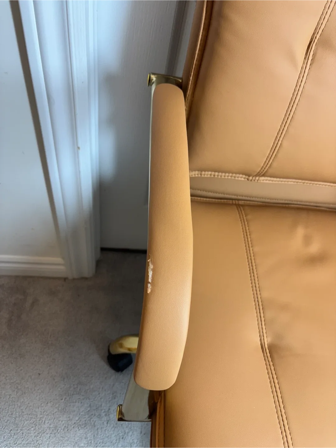 Tan Leather Office Chair- AS IS image indicator(5)