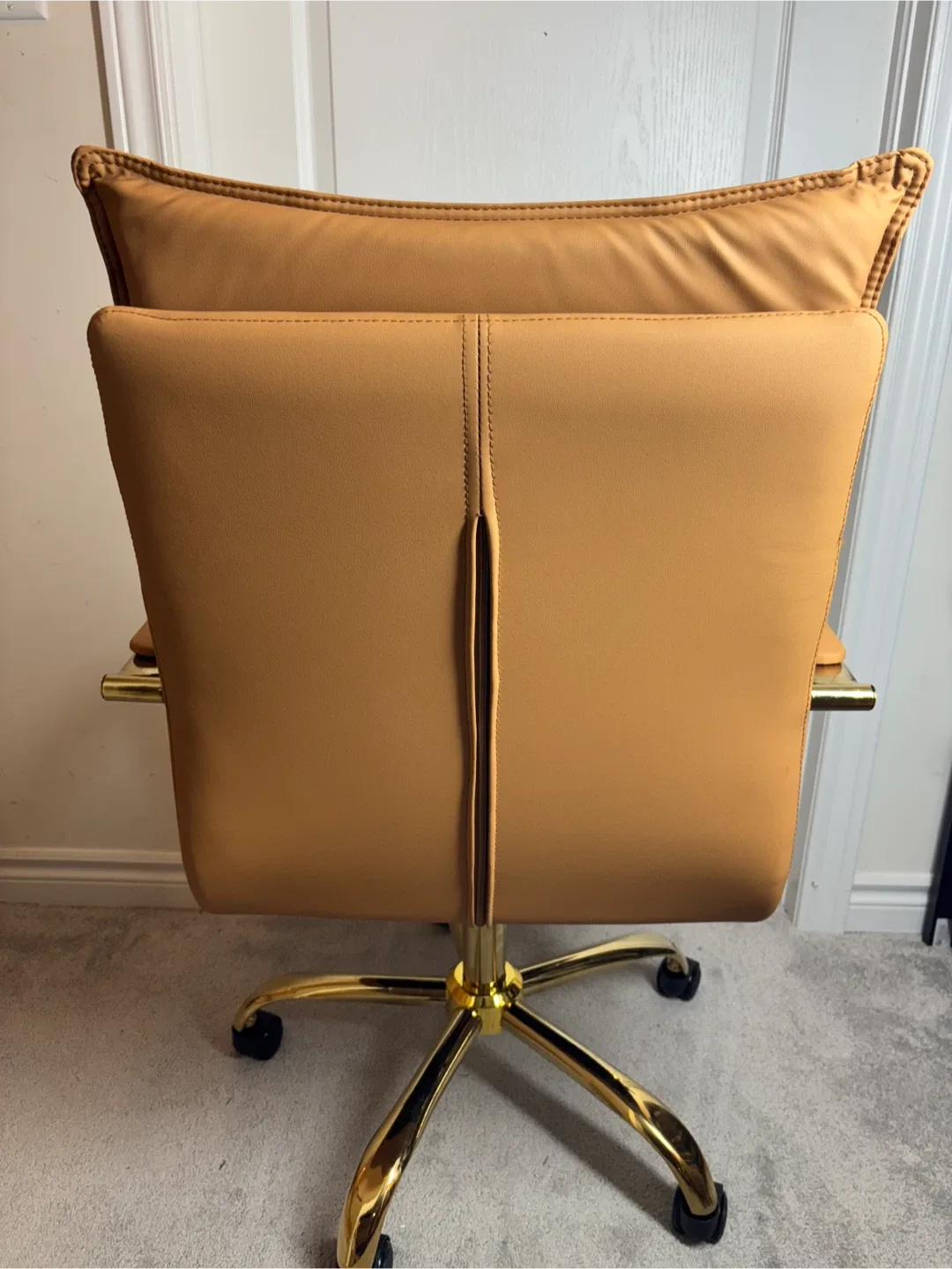 Tan Leather Office Chair- AS IS image indicator(4)