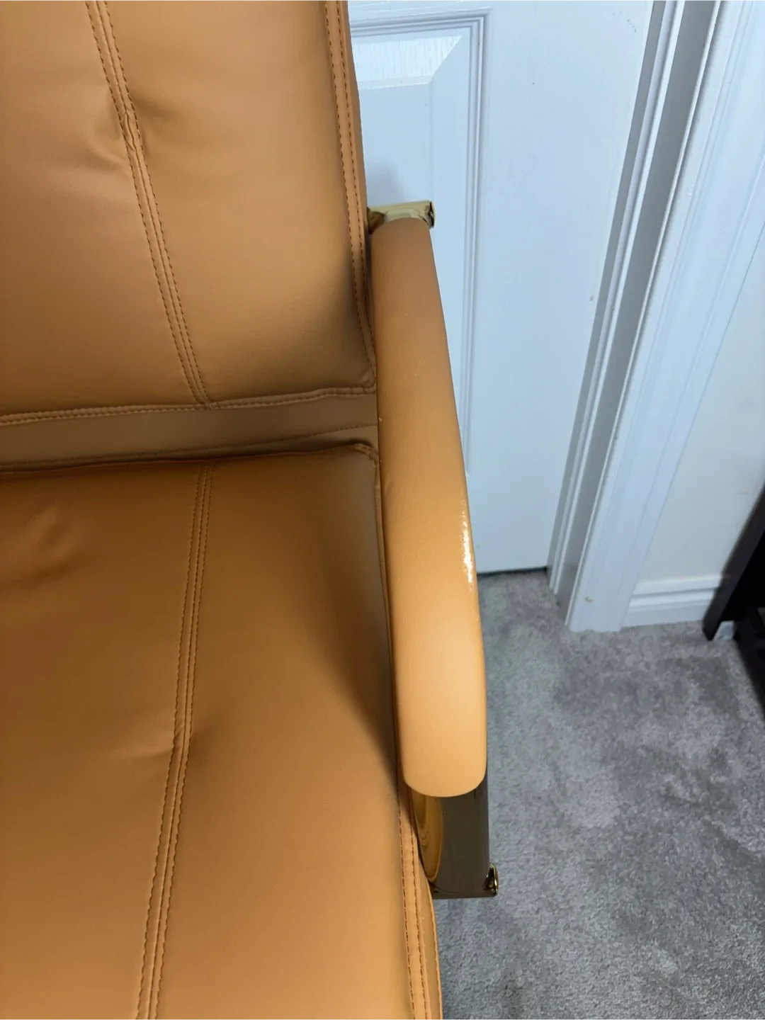 Tan Leather Office Chair- AS IS image indicator(6)
