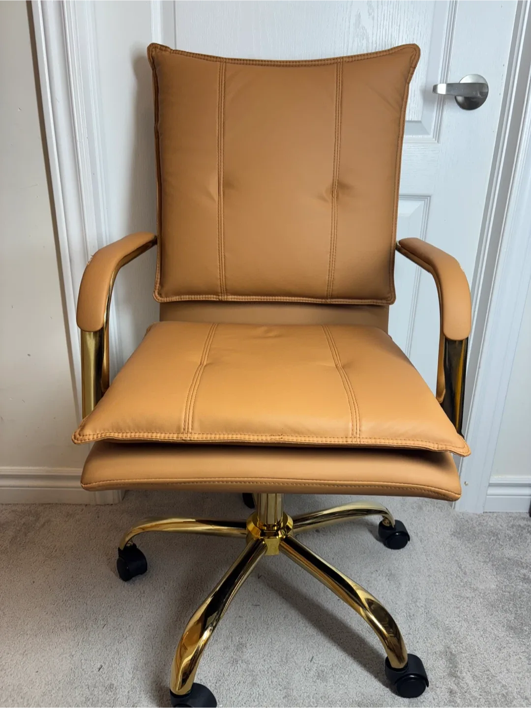 Tan Leather Office Chair- AS IS image indicator(3)