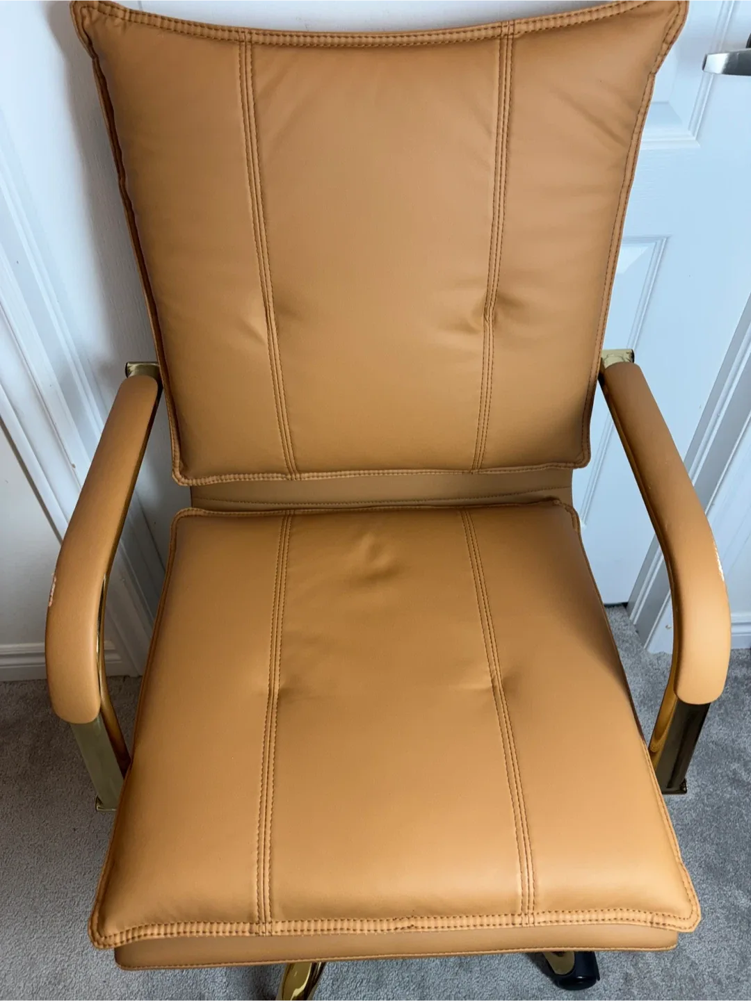 Tan Leather Office Chair- AS IS image indicator(2)