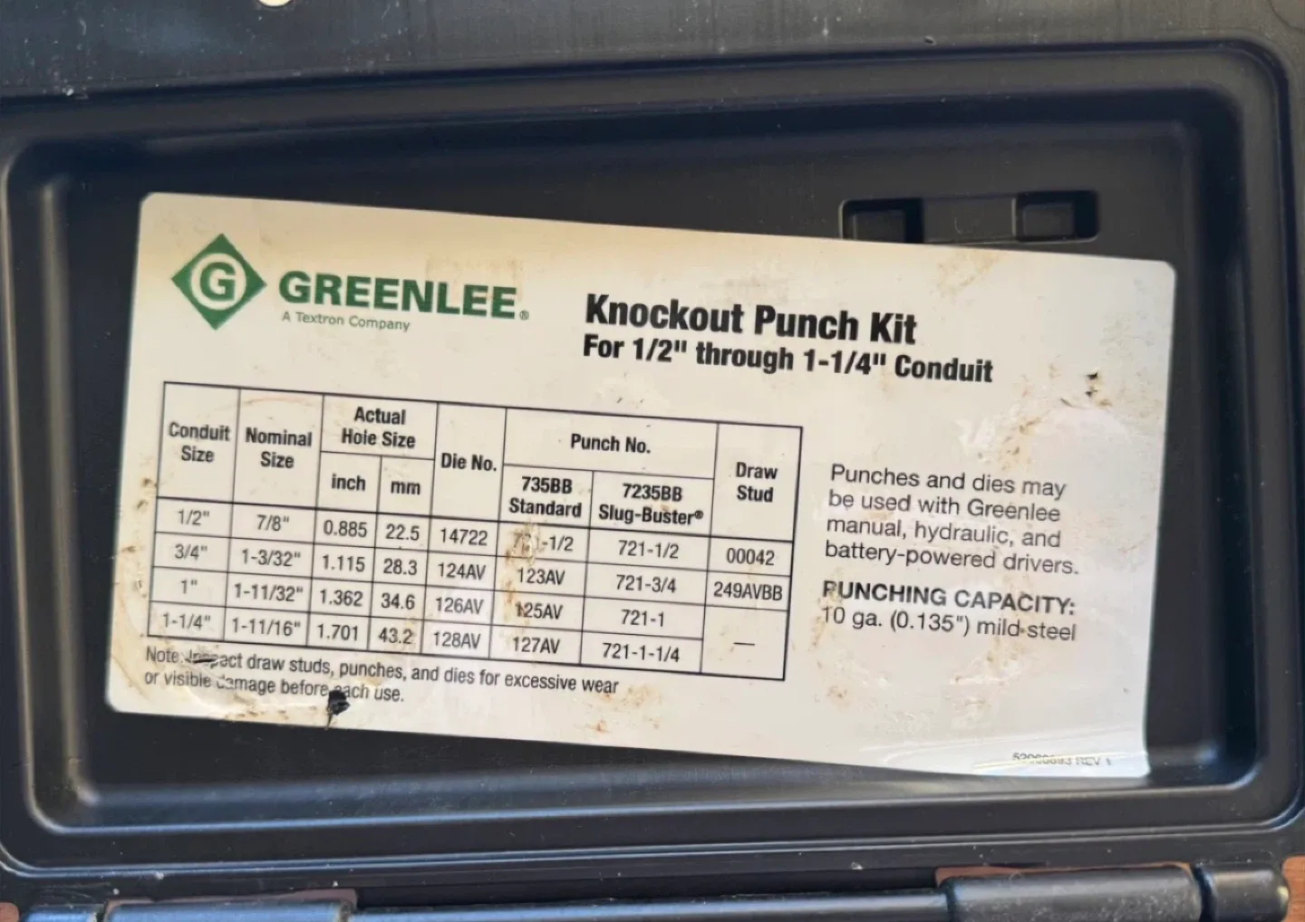 Greenlee Slug-Buster Knockout Punch Kit Brand New image indicator(3)