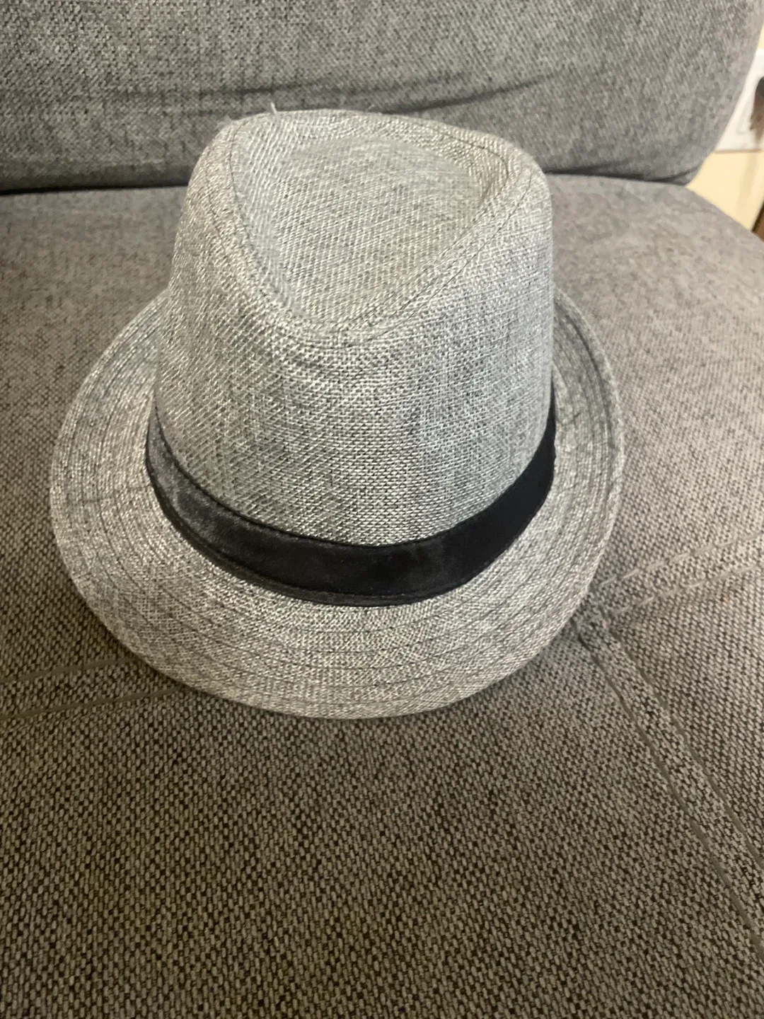 Grey Fedora Hat with Black Band thumbnail