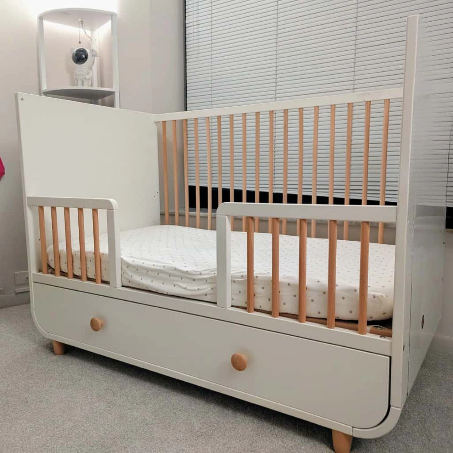 IKEA White Baby Crib with Drawer + Mattress