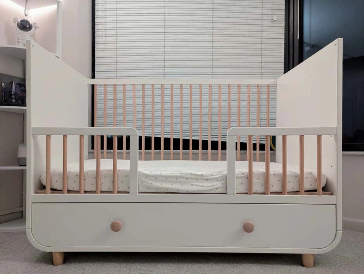 IKEA White Baby Crib with Drawer + Mattress - photo 3