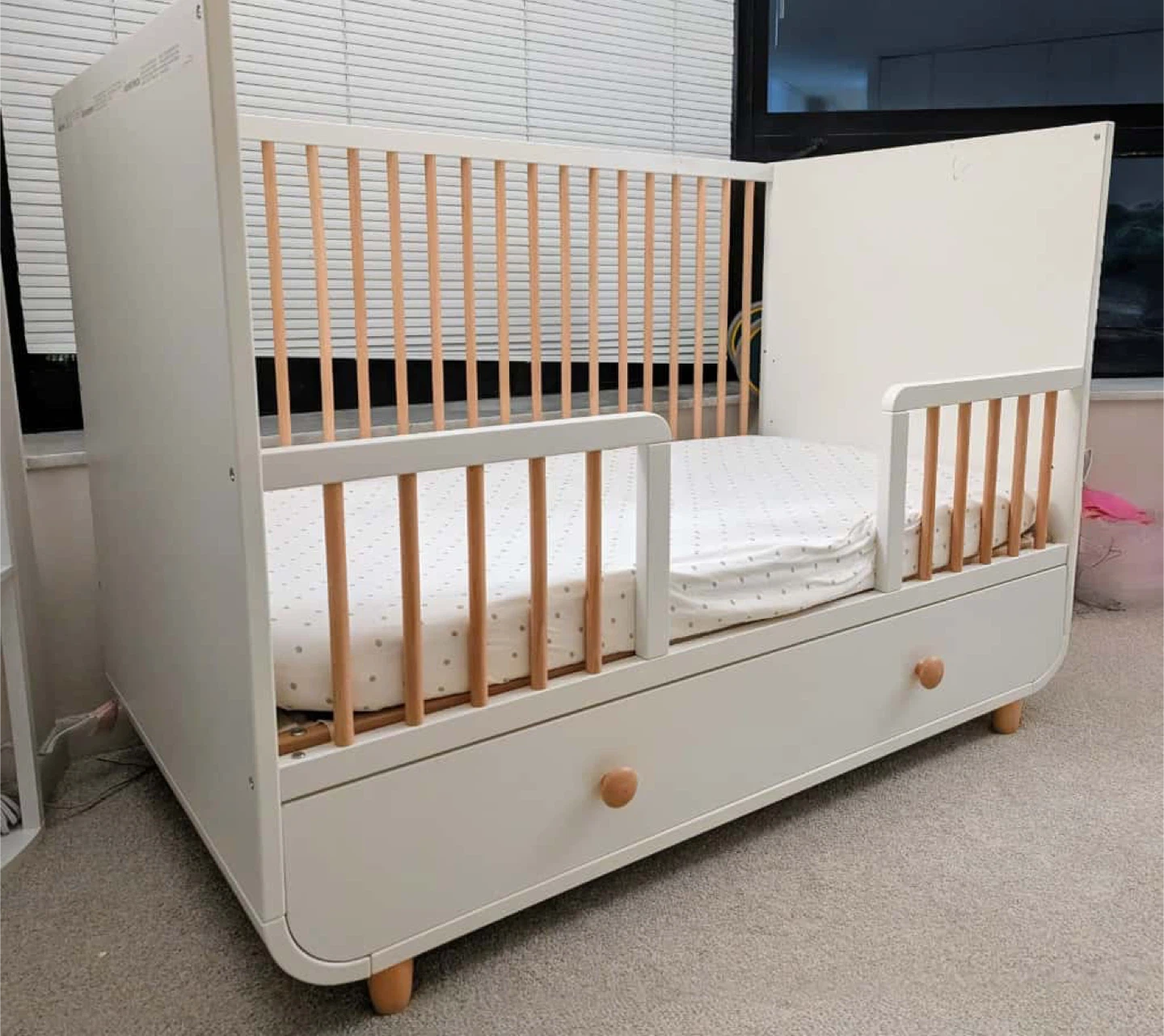IKEA White Baby Crib with Drawer + Mattress - photo 2