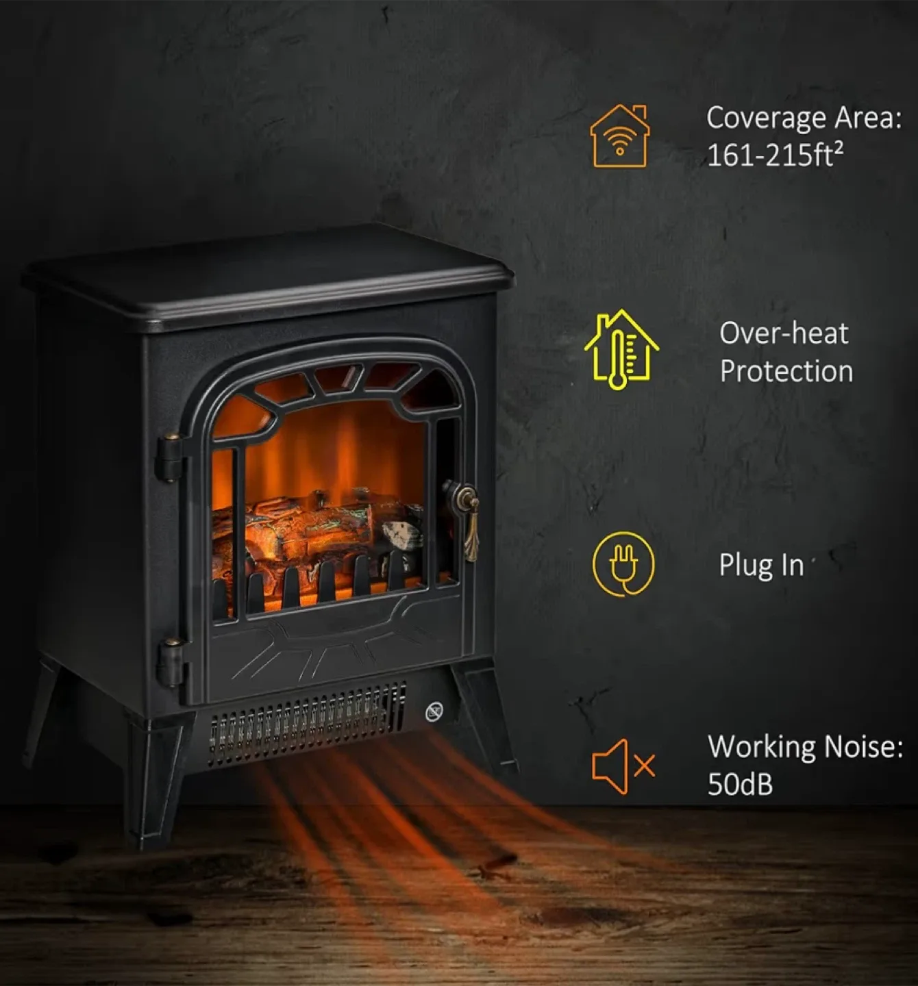 Electric Fireplace Heater - Black image indicator(3)