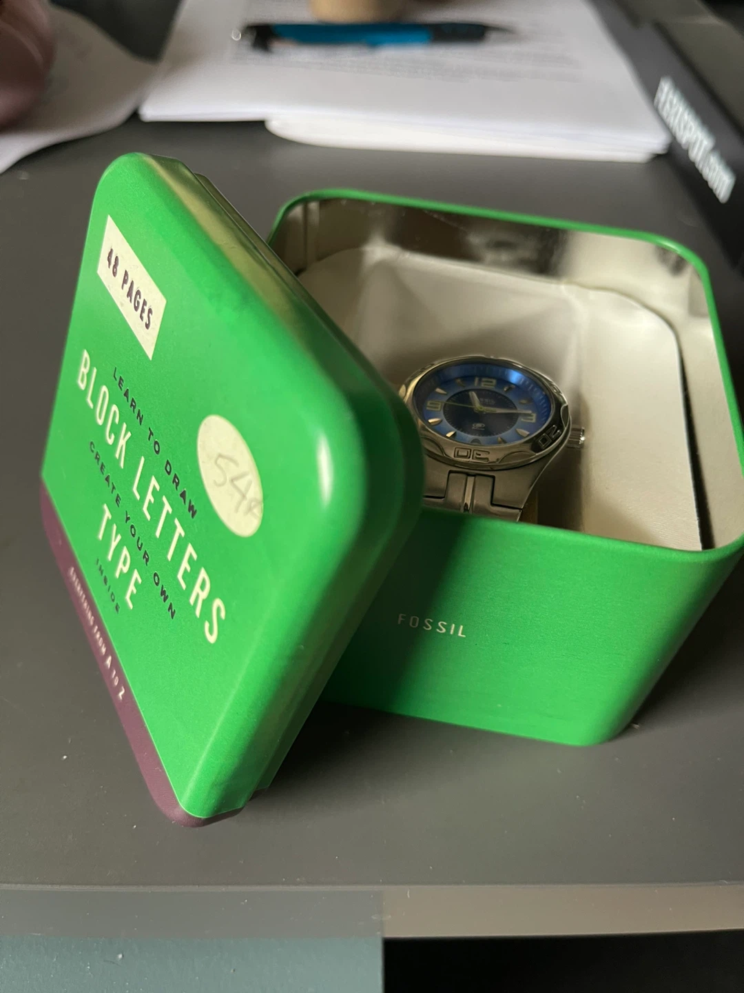 Fossil Blue Dial Stainless Steel Watch - photo 3