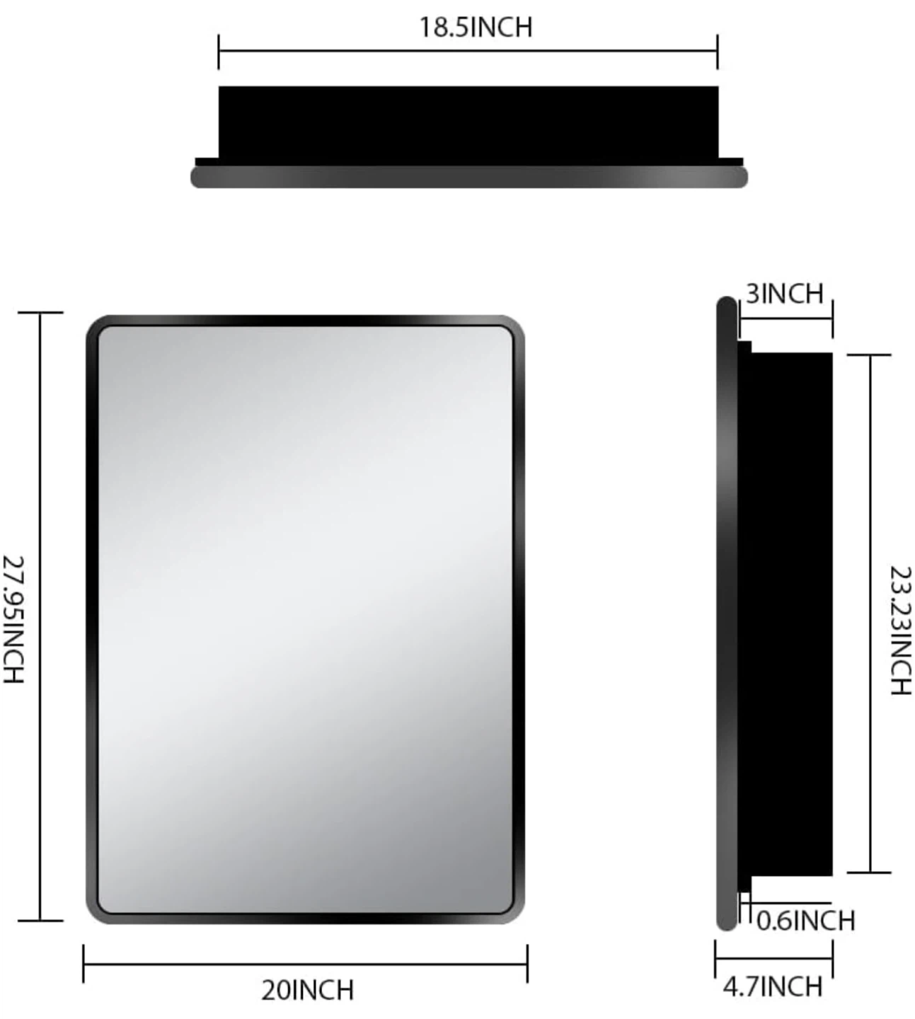 Black Framed Bathroom Mirror - 20x28 inches - photo 4