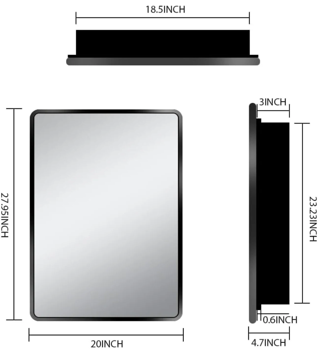 Black Framed Bathroom Mirror - 20x28 inches image indicator(4)