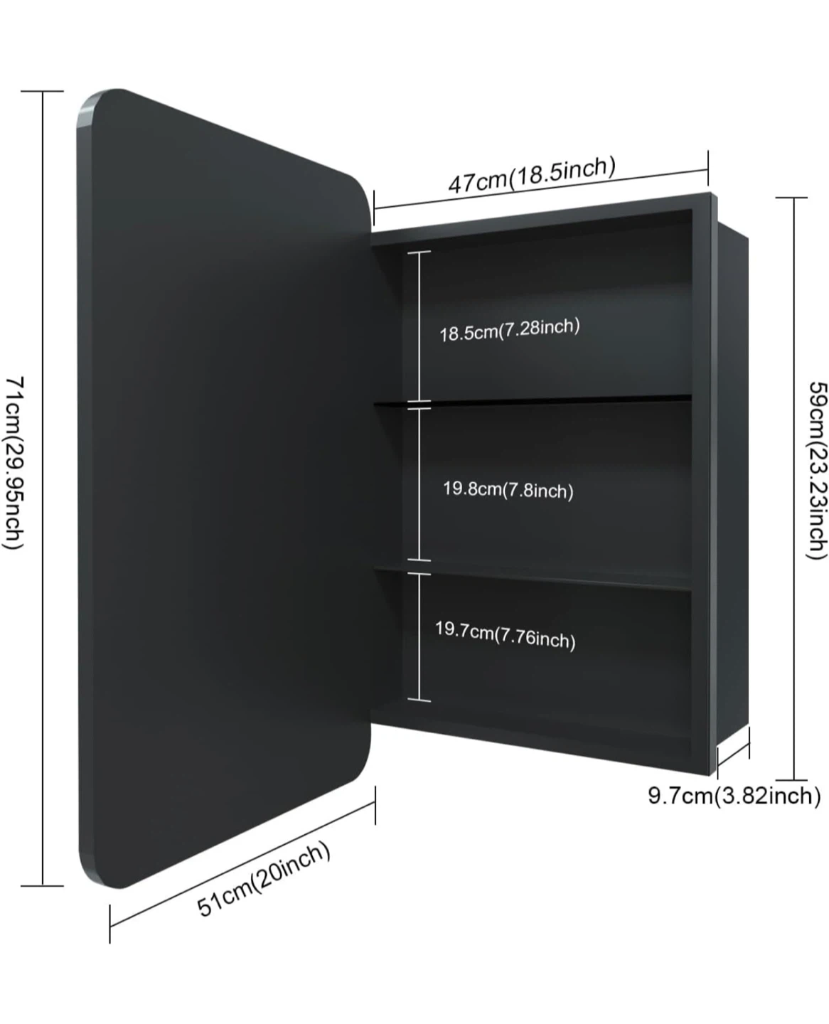 Black Framed Bathroom Mirror - 20x28 inches - photo 2
