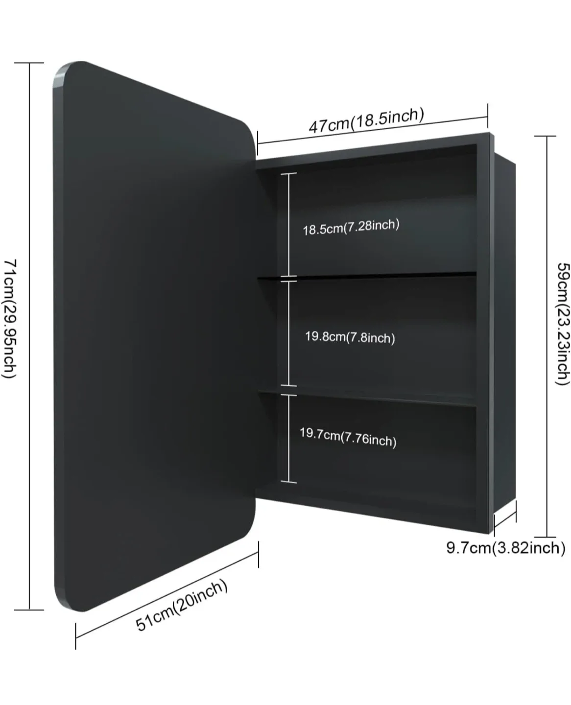 Black Framed Bathroom Mirror - 20x28 inches image indicator(2)