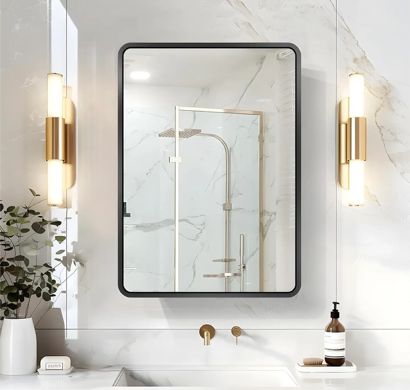 Black Framed Bathroom Mirror - 20x28 inches image indicator(3)