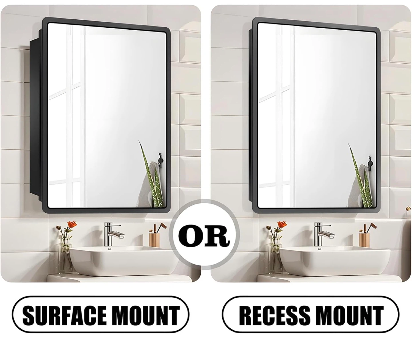 Black Framed Bathroom Mirror - 20x28 inches - photo 5