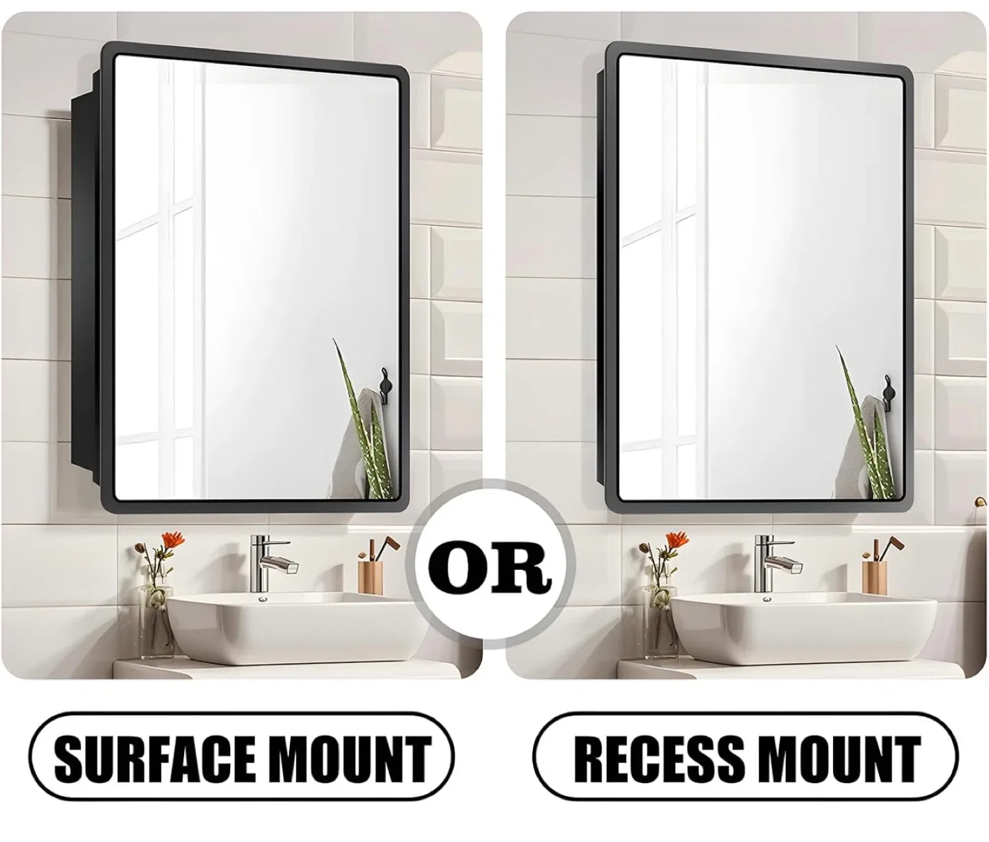 Black Framed Bathroom Mirror - 20x28 inches image indicator(5)