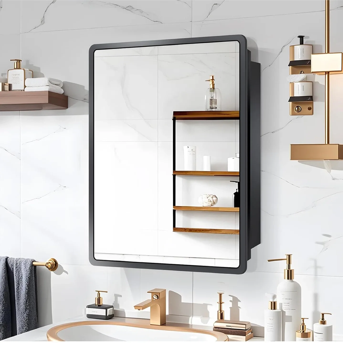 Black Framed Bathroom Mirror - 20x28 inches image indicator(6)