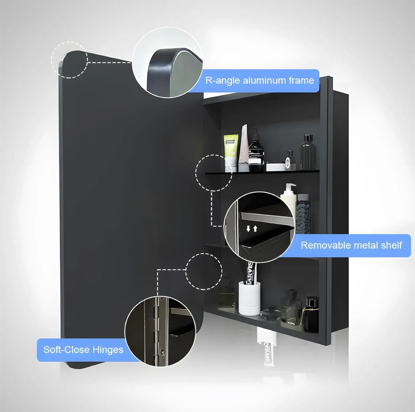 Black Framed Bathroom Mirror - 20x28 inches image indicator(7)