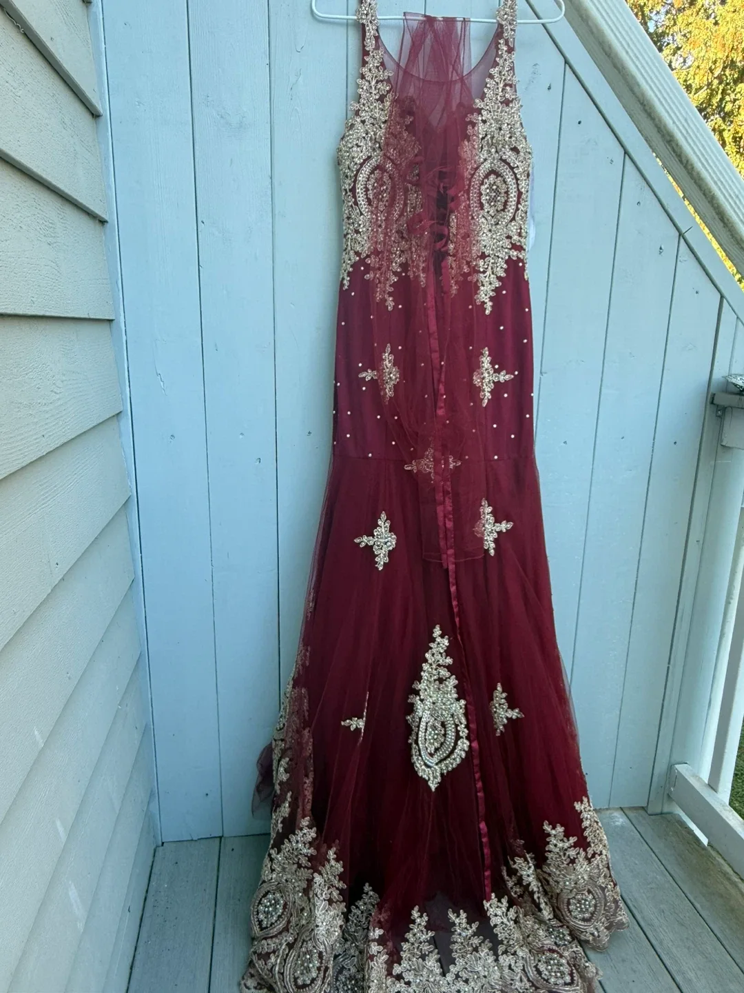 Maroon & Gold Embellished Dress image indicator(2)