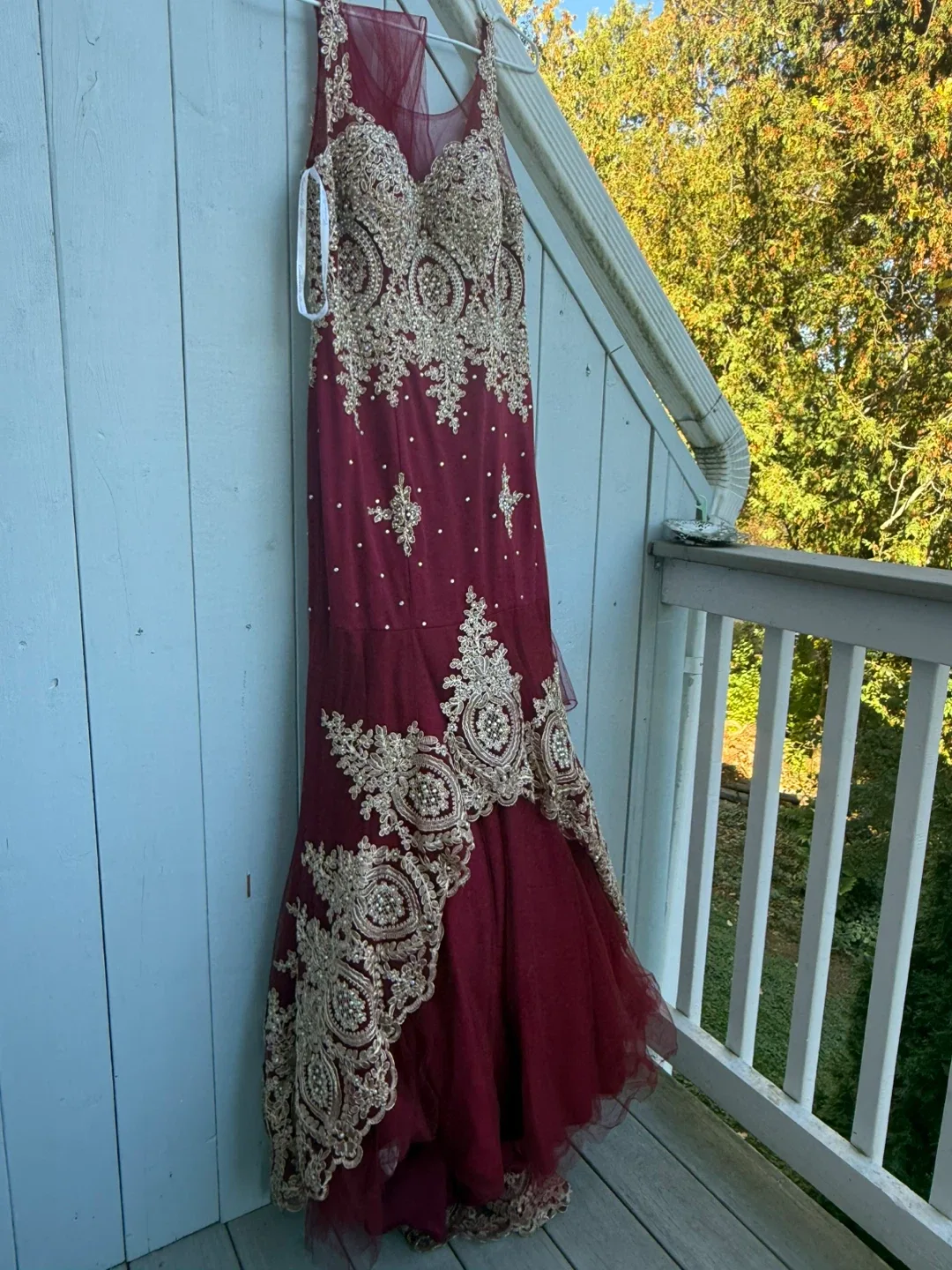 Maroon & Gold Embellished Dress
