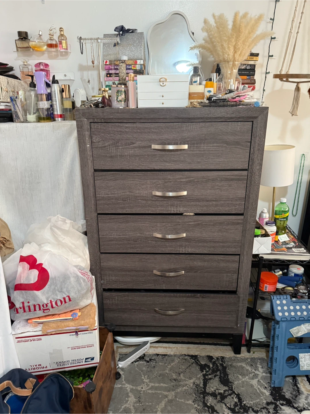 5-Drawer Dresser - Gray Wood Finish