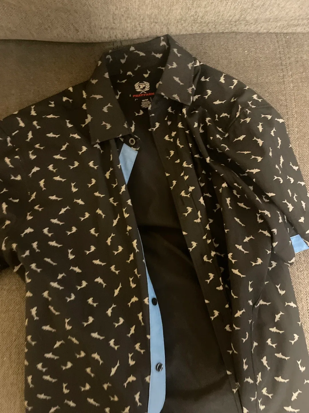 Phat Farm Shark Print Button-Up - M/M thumbnail