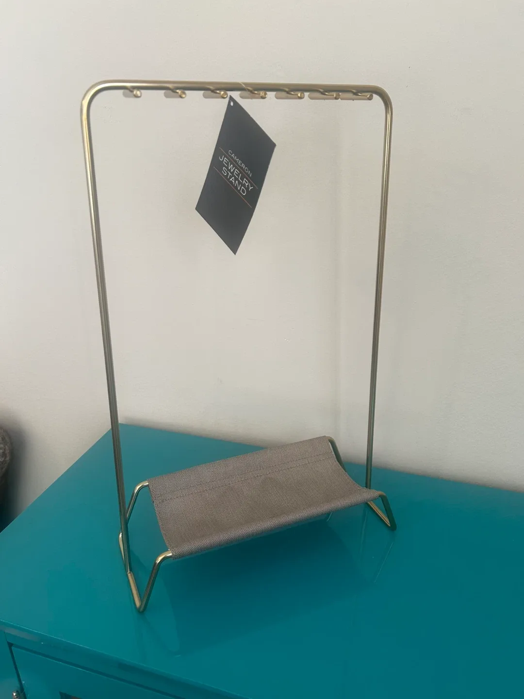 ✨NEW Jewelry Stand – Gold Frame with Fabric Tray image indicator(3)